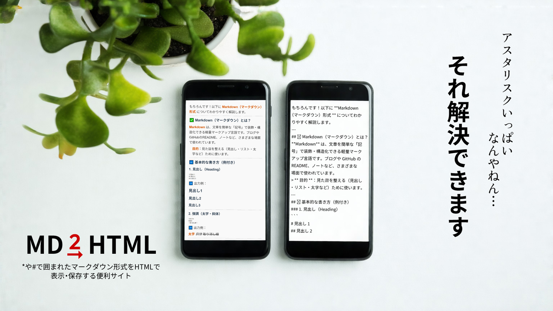 マークダウン形式をHTMLに変換